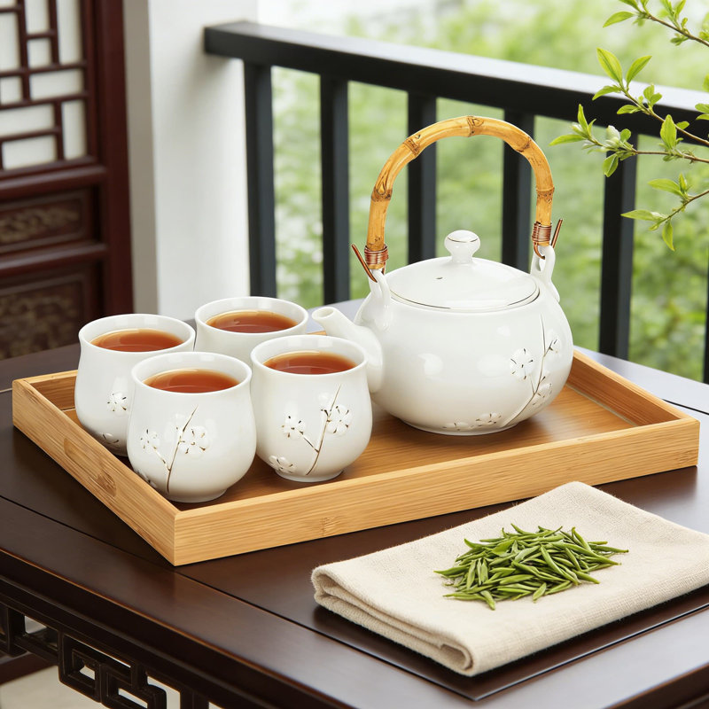 Red Barrel Studio® Japanese Porcelain Tea Set With Teapot, 4 Cups